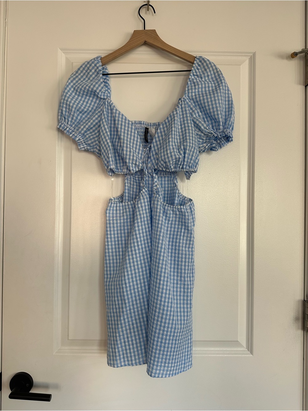 H&M Blue Gingham Cutout Mini Dress